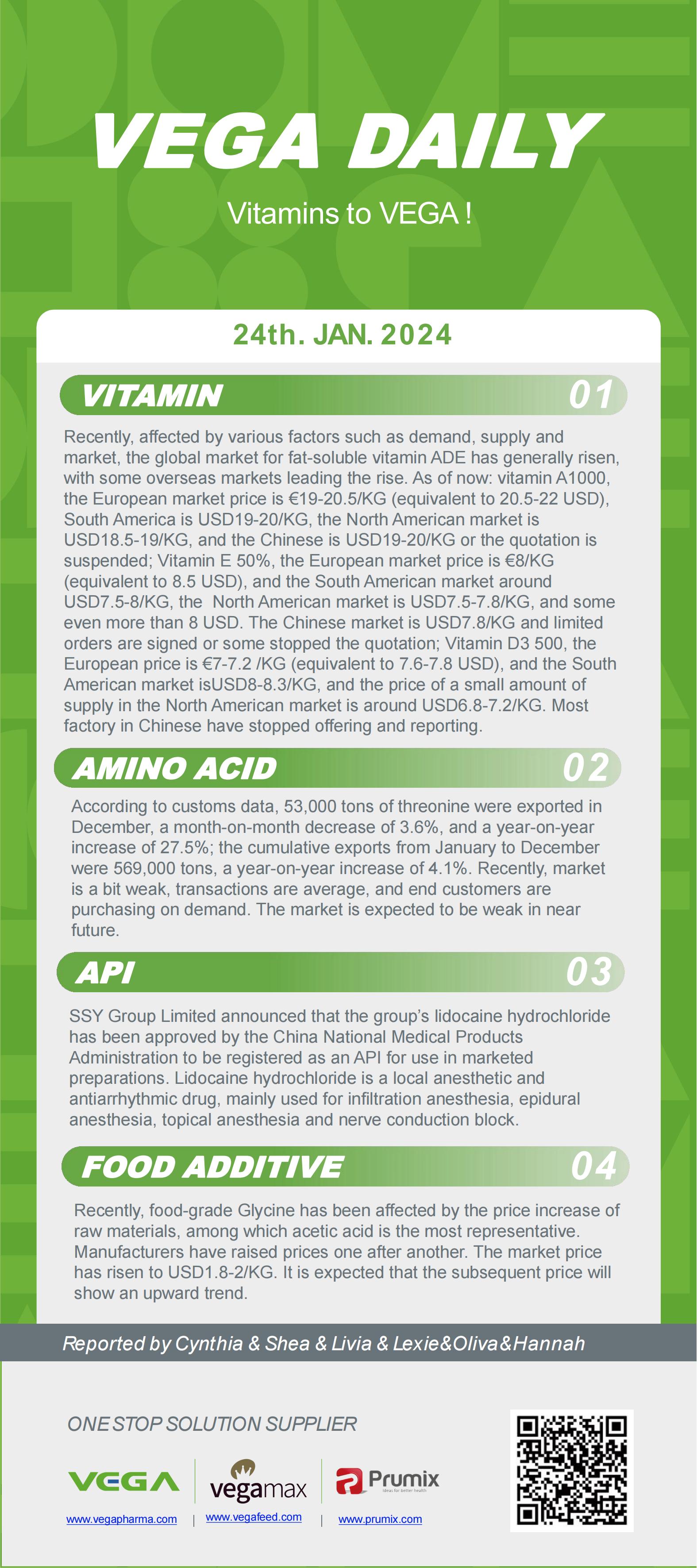 Vega Daily Dated on Jan 24th 2024 Vitamin Amino Acid APl Food Additives.jpg